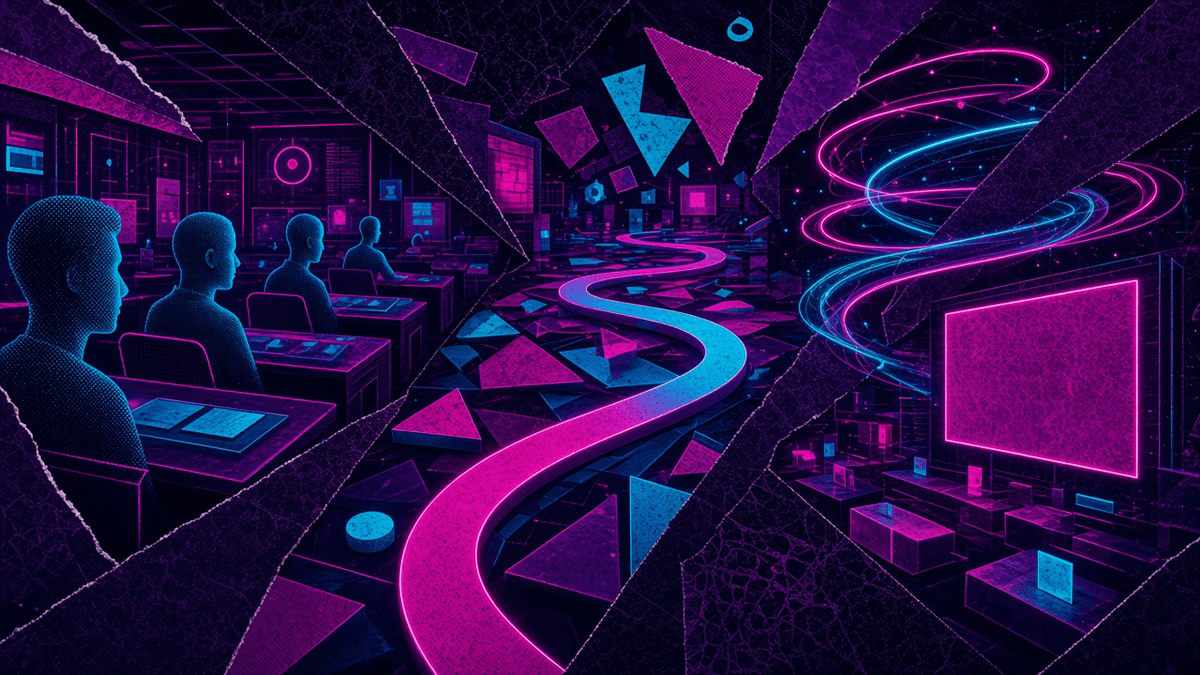 A training room beside a glyph-free market ribbon