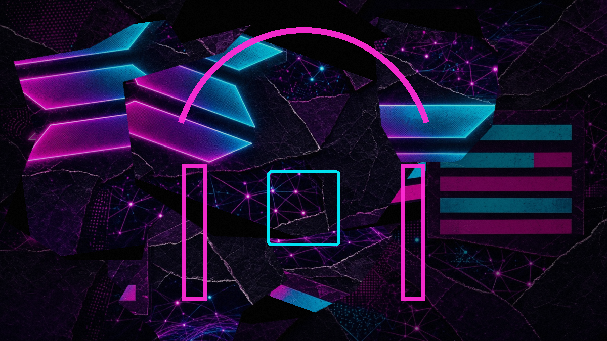 A glowing gate in front of a swarm of nodes and a sealed envelope