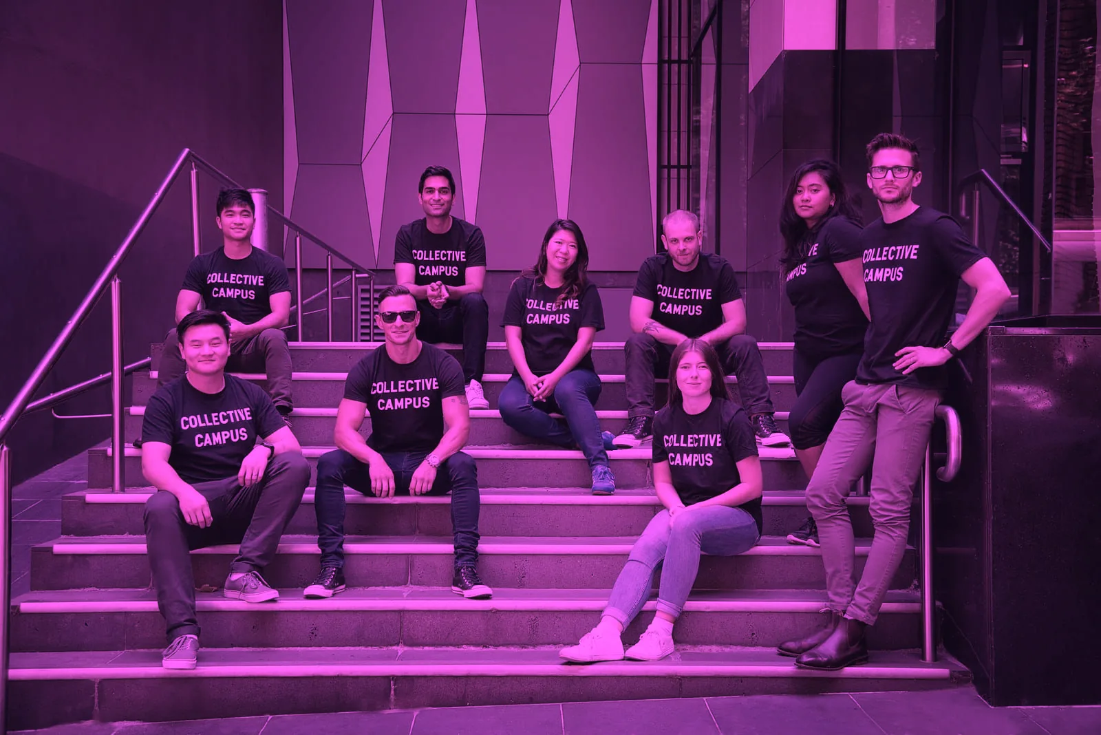 Collective Campus team in black t-shirts.
